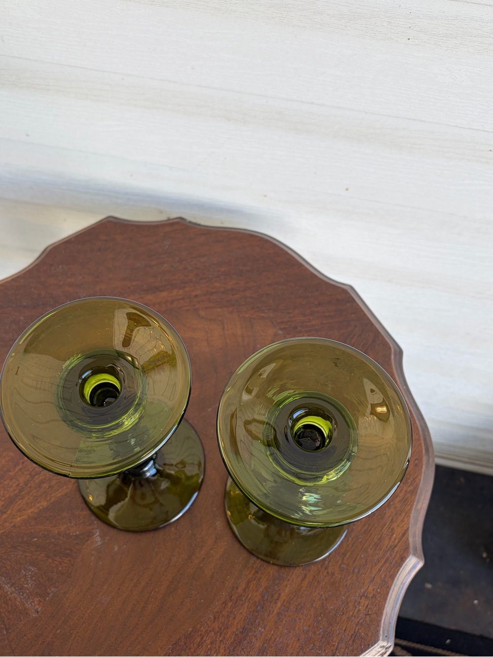 Fenton #449 Florentine Green Stretch Glass Candlesticks Pair 8½” Vintage 1920s - Picture 7 of 11